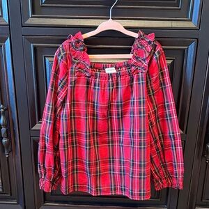 Crewcuts Red Plaid Ruffle Blouse
